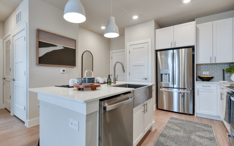 kitchen with island and stainless steel appliances